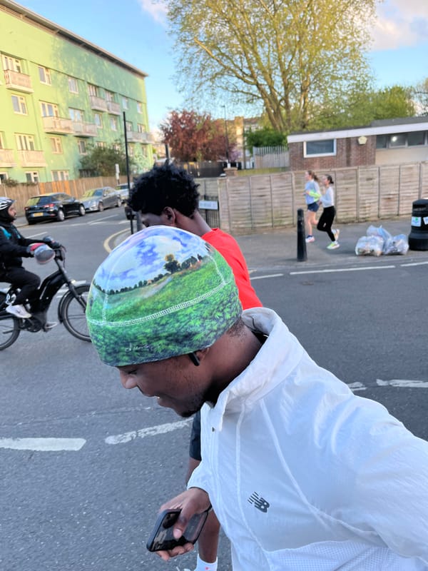 Evening street activity captured in London residential area