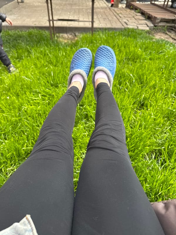 Woman enjoys quiet morning moment in Rostov-on-Don park