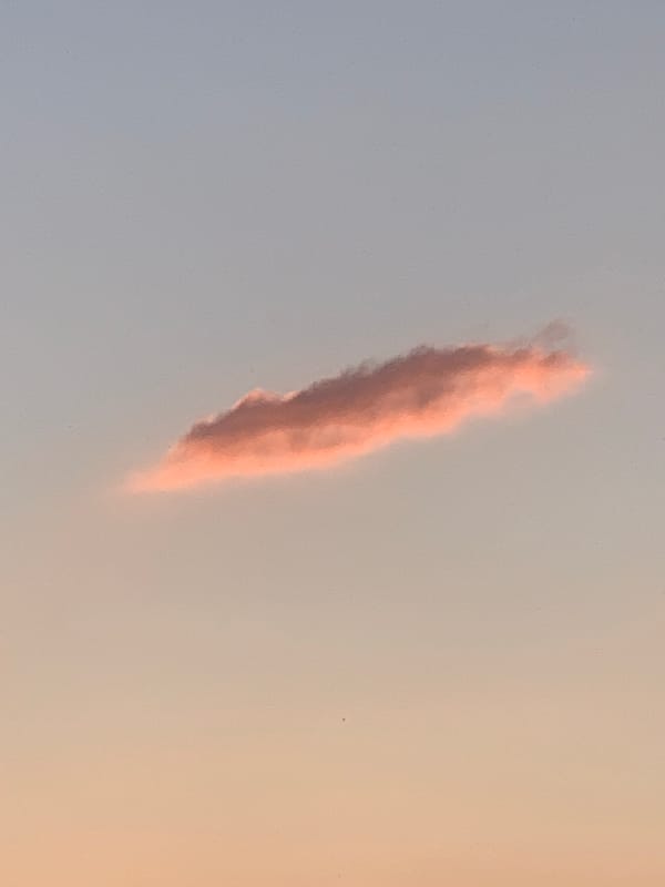 Sunset observed over lake with distinctive colored clouds