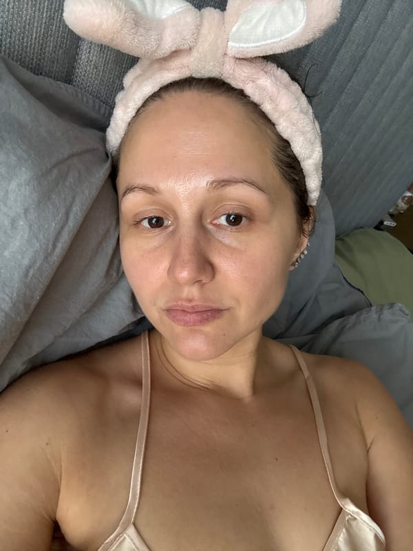 Woman in bunny ears, pajamas documented in Dubai bedroom
