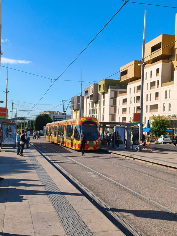Morning tram service operates normally in Montpellier streets
