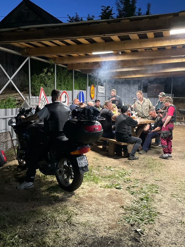 Motorcycle club gathers for evening meeting in Russia