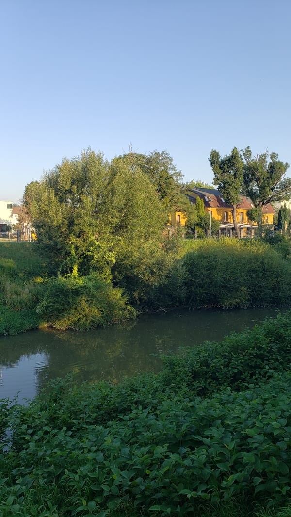 Late summer morning along the riverfront in Prešov