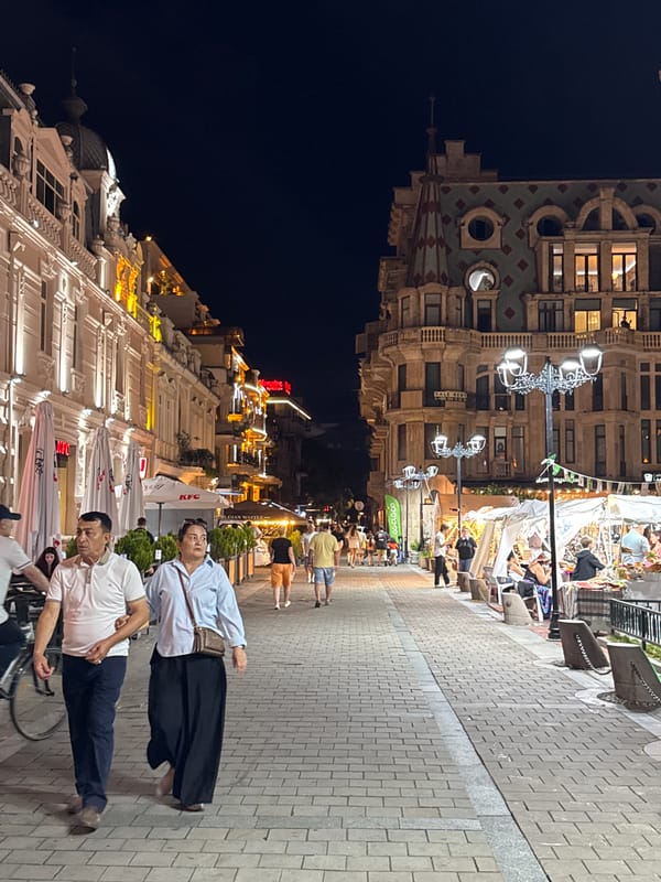 Batumi's waterfront district alive on a summer night