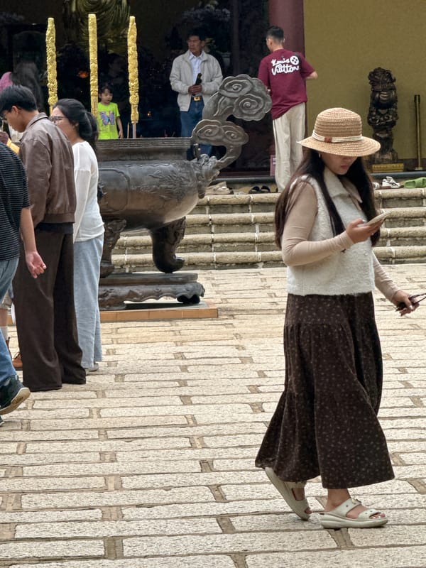 Temple visit and garden scenes at a Da Lat historic site