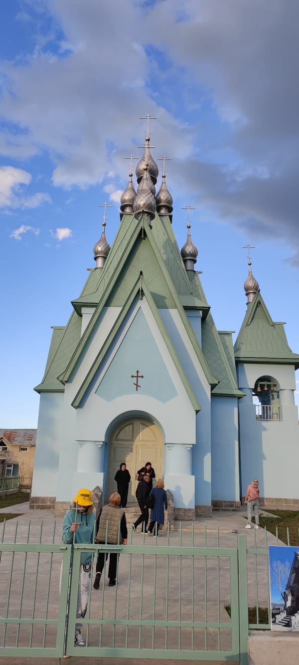 Orthodox church with silver domes observed in Amrakits, Armenia