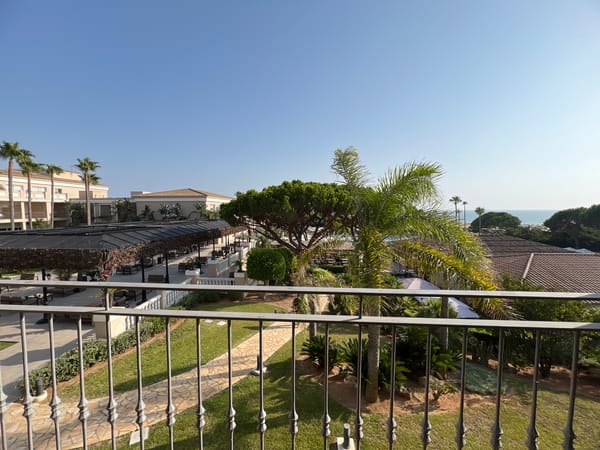 Resort afternoon and electric violin set in coastal southern Spain