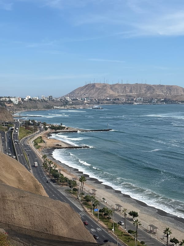 Coastal view documented from cliffs in Miraflores, Peru