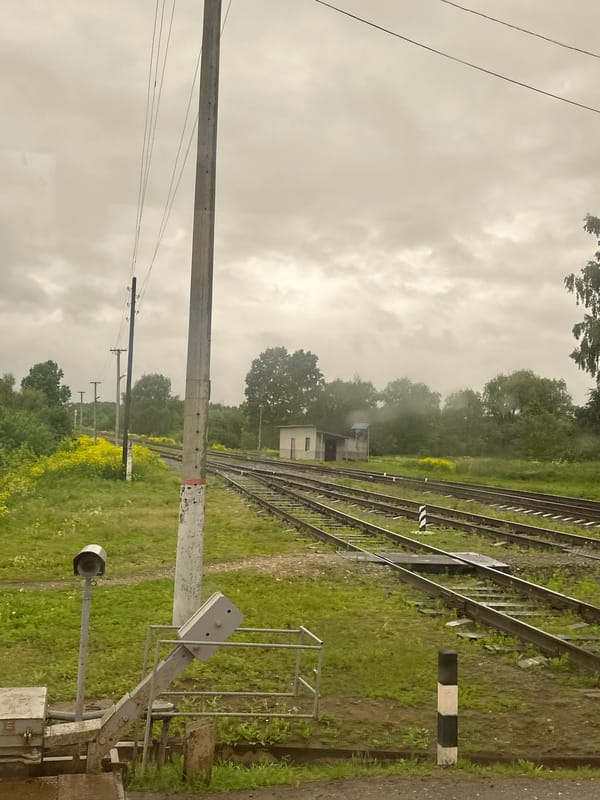 Early morning scenes captured around railway area in Кварса, Russia