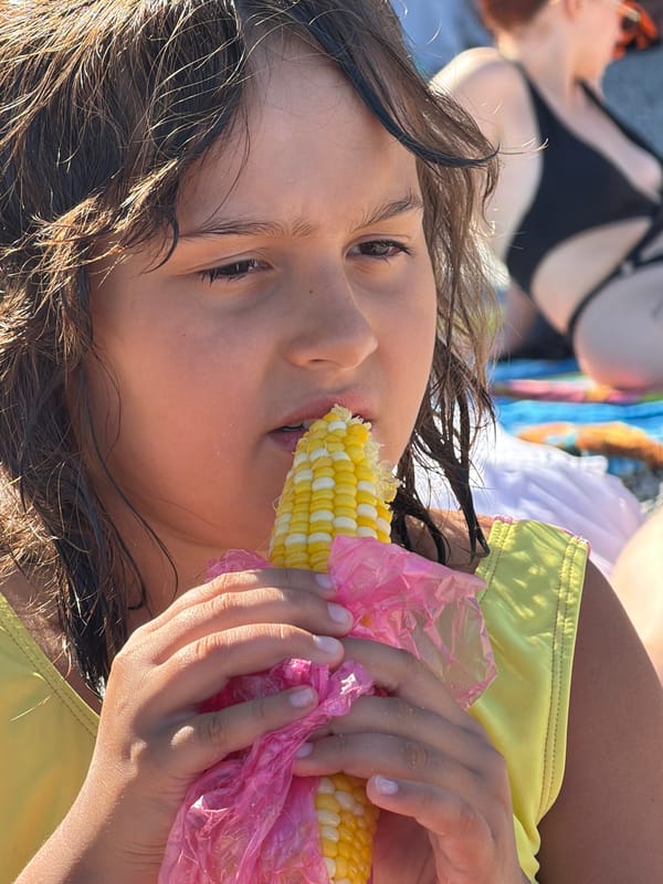Summer afternoon on the Partenit pier: swimming, jumping, corn