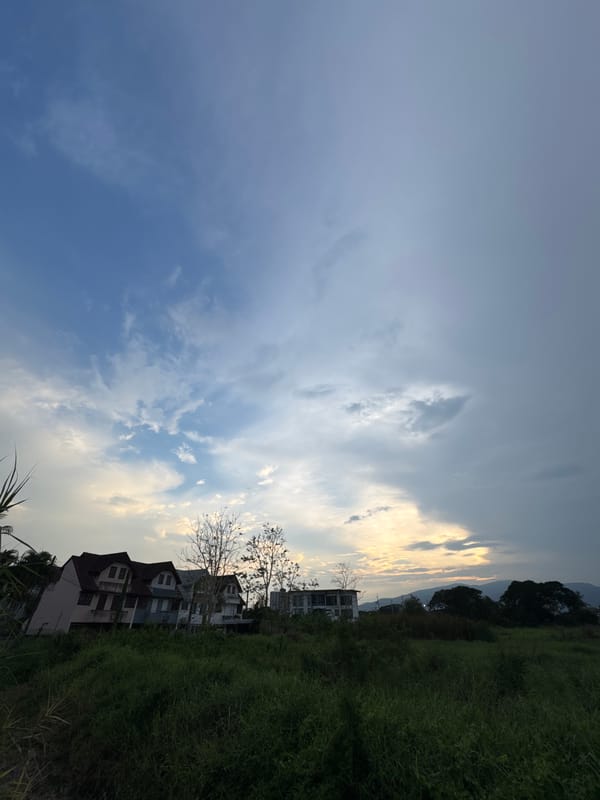 Cloudy day documented in rural Thai residential area