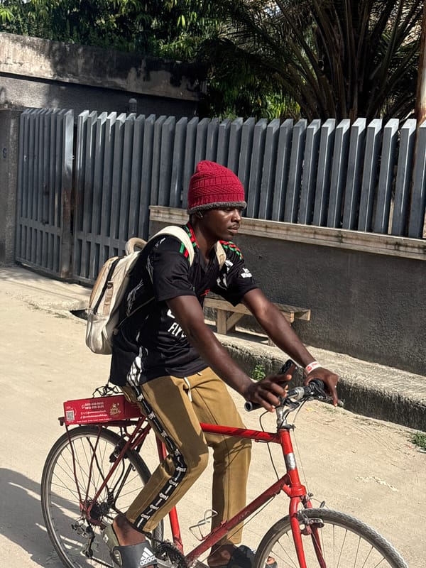 Quiet afternoon moments with bicycles, flowers captured in Nigeria
