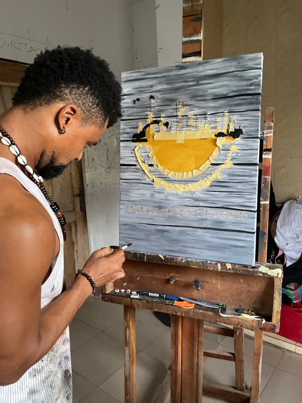 Morning art session and street life in Ado, Nigeria