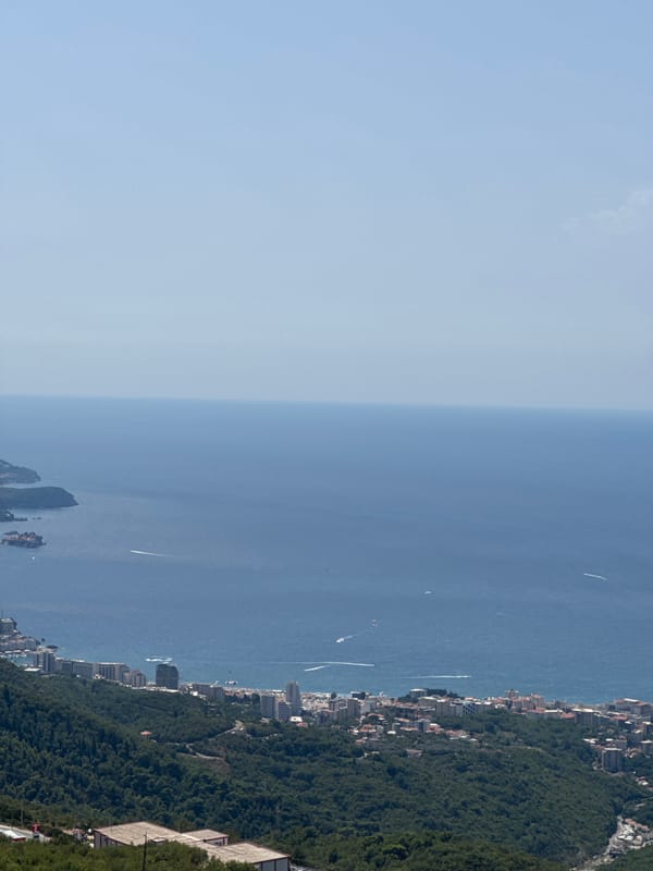 Aerial views of the Montenegrin Adriatic coastline near Budva