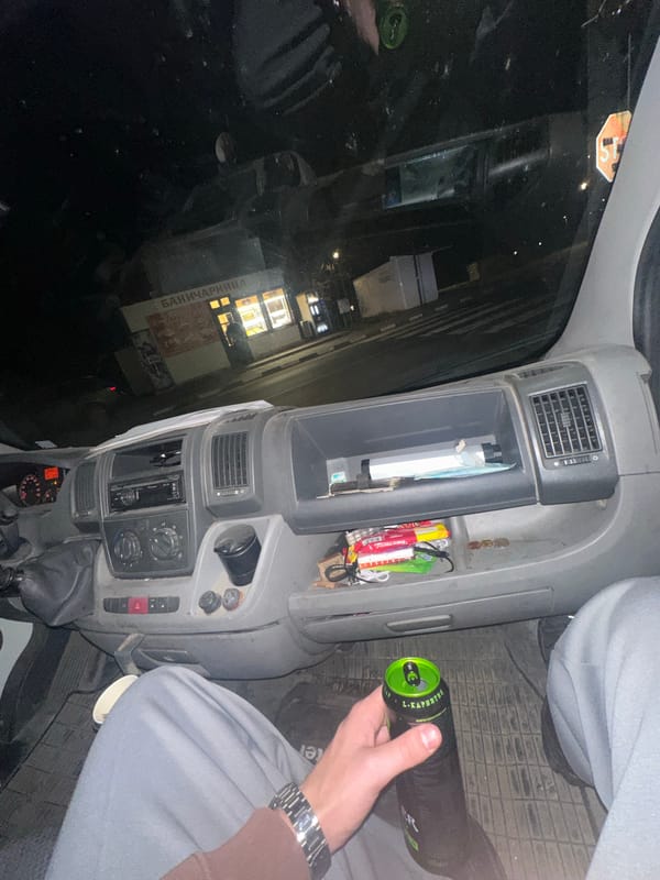 Late night vehicle interior captured in Pesnopoy, Bulgaria