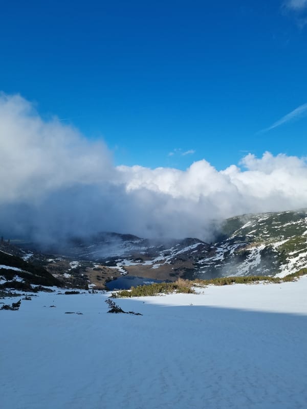 Snow-covered mountains observed in Govedartsi, Bulgaria