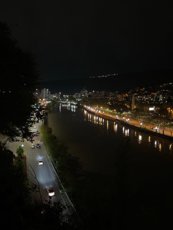 Nighttime urban scenes documented across Tbilisi in eight-minute span