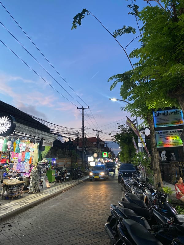 Daily commercial life documented across Kuta business district