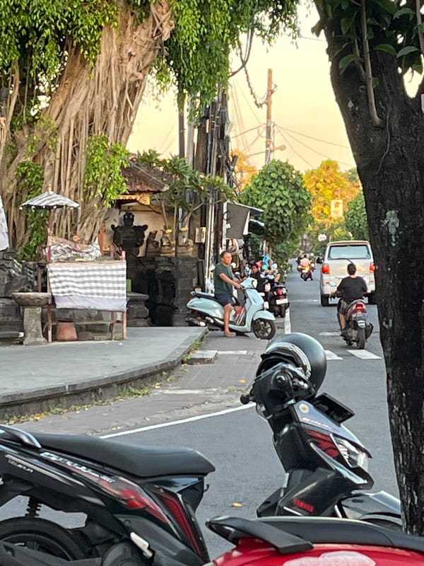 Routine street life and tourism documented across Bali
