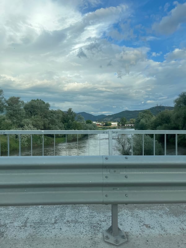 Bridge view captured of river scene in Blagoevgrad, Bulgaria