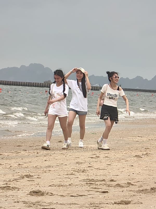 Beach recreation activities captured at Bai Chay Ward Vietnam
