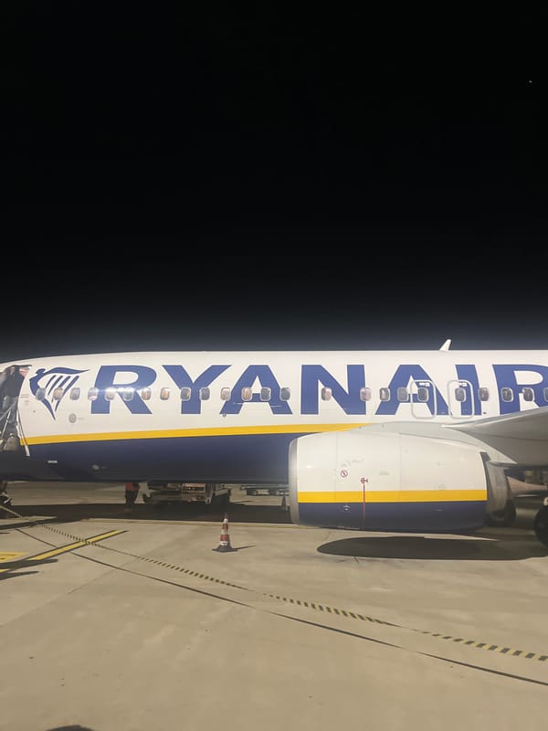 Ryanair aircraft spotted at Bari Airport at night