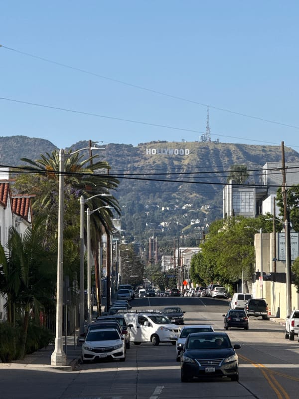 LA street scenes capture Hollywood sign, Paramount Studios early morning