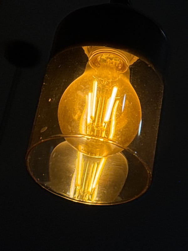 Indoor moments documented in Novo-Nikol'skoe: vintage bulb, sushi stickers