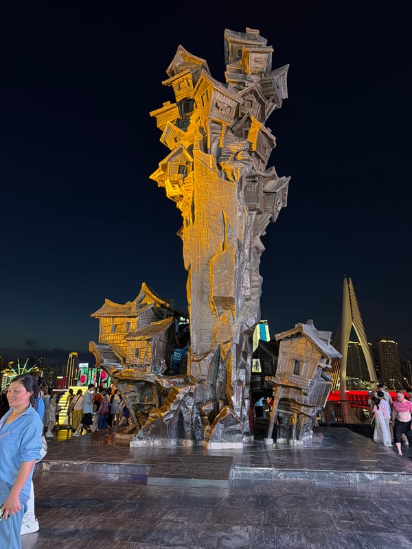 Chongqing's Hongyadong waterfront district buzzing on a summer night