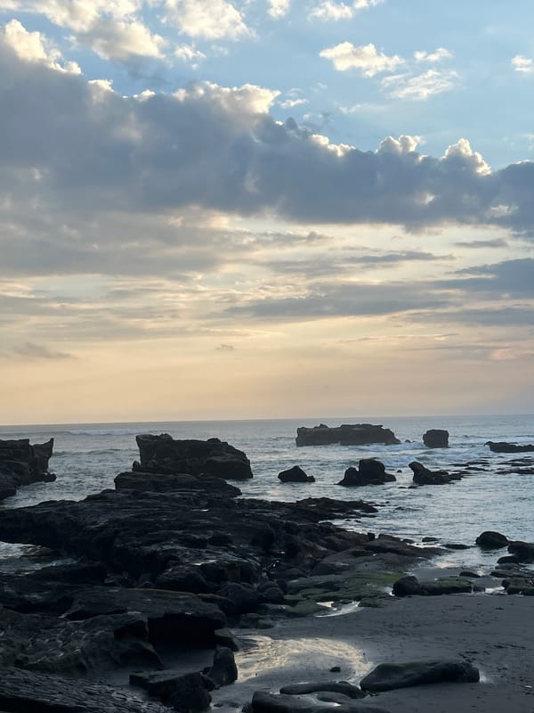 Sunset captured at Tanah Lot temple complex, Indonesia