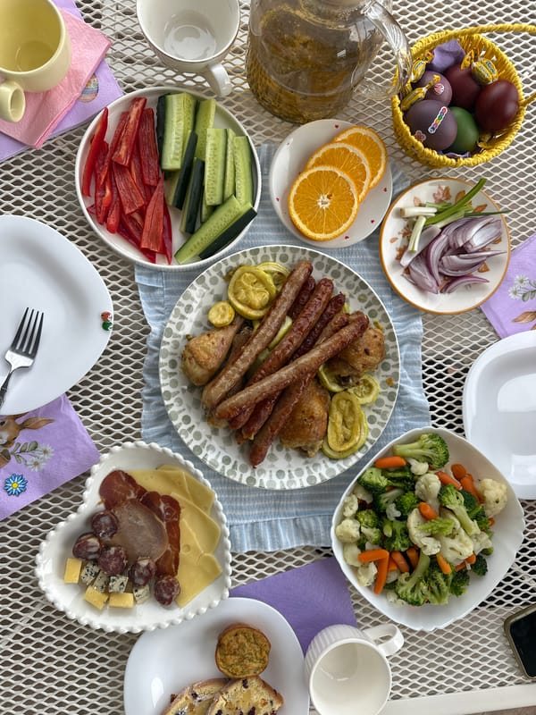 Outdoor meal with Easter eggs documented in Bar, Montenegro