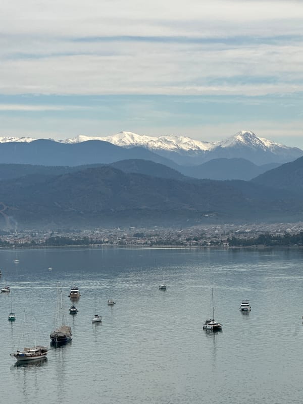 Early morning walker spotted on Fethiye pathway near marina