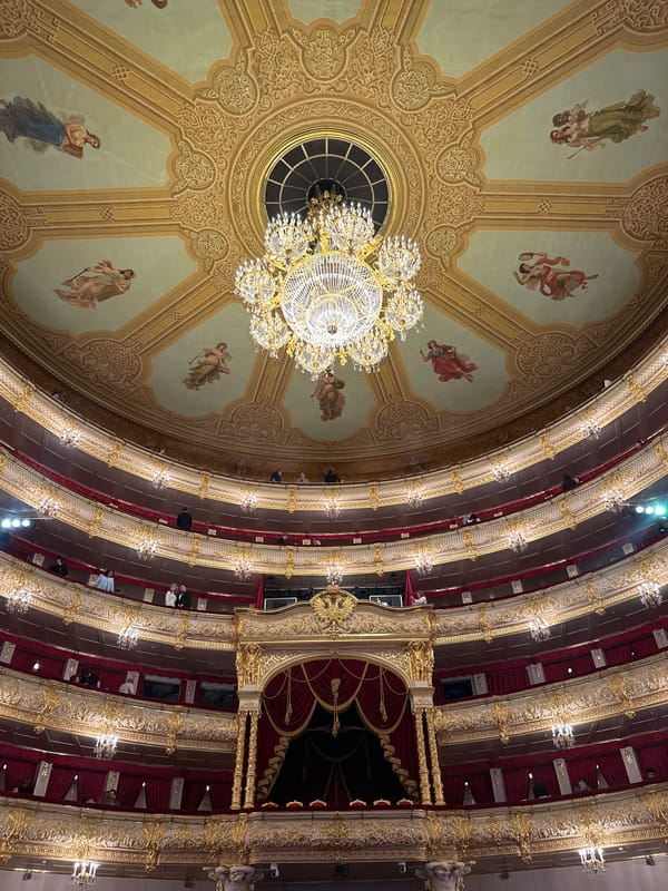 Bolshoi Theatre interior ceiling documented by witness in Moscow