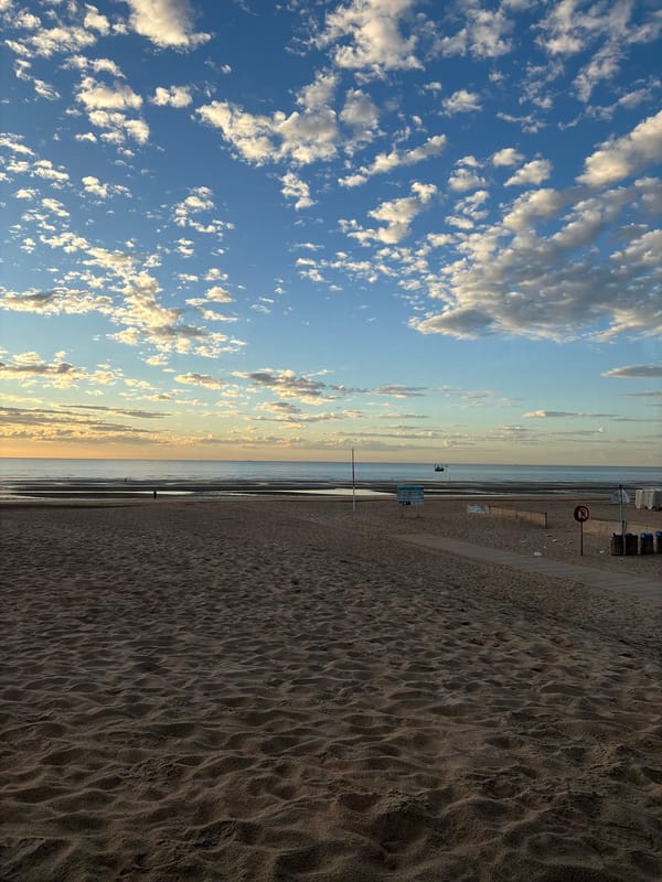 Quiet summer afternoon on the Belgian coast at Koksijde