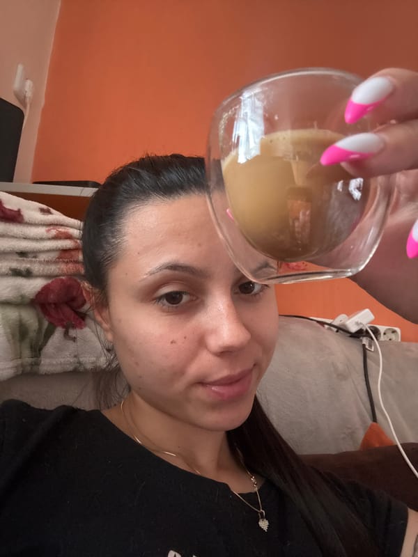 Woman with coffee observed in Sliven, Bulgaria