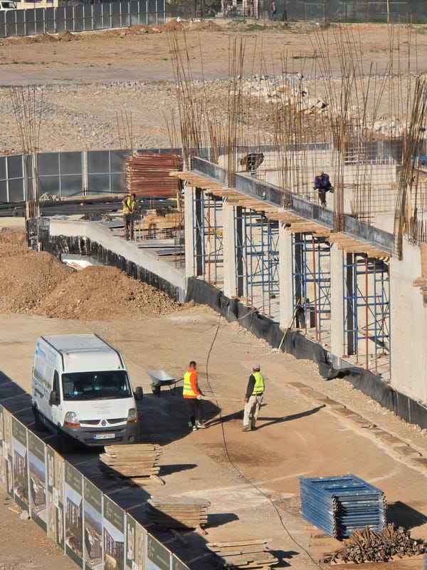 Early morning construction activity documented in Podgorica, Montenegro