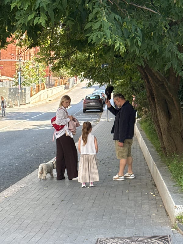 Busy afternoon on a Moscow commercial street in summer