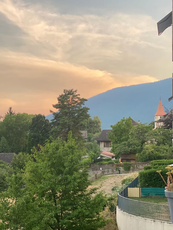 Dusk settling over Milvignes from an elevated Alpine vantage point