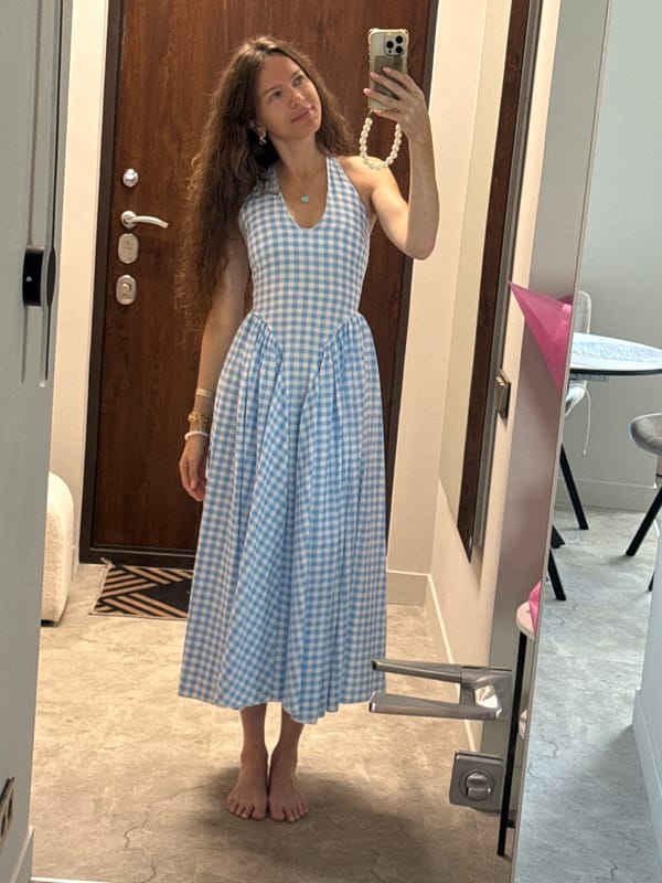Mirror selfie in a Khimki doorway, summer 2026