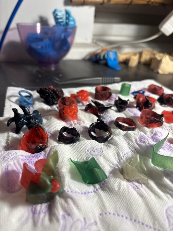 Handmade jewelry prototypes displayed on table in Sofia