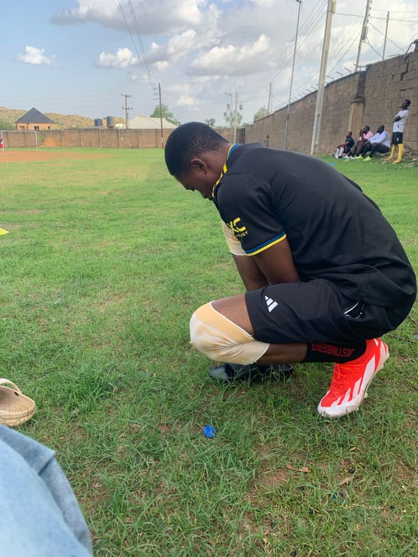 Soccer practice session documented in Jos, Nigeria