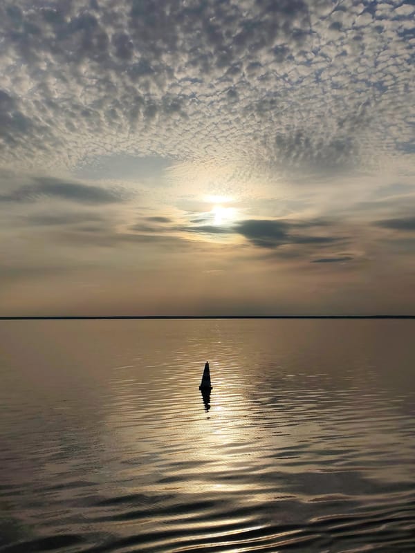 Dark buoy spotted in Russian waters under cloudy skies