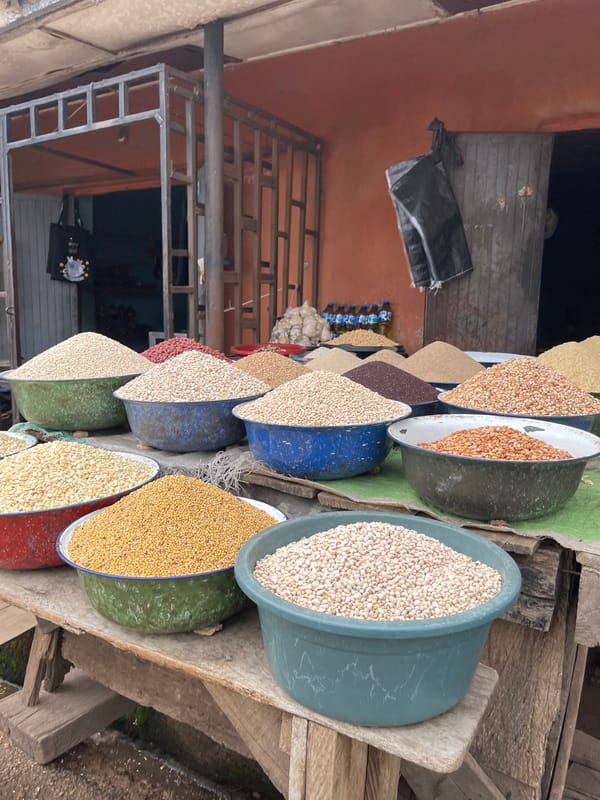 Morning market bustle and indoor hangouts across two Nigerian towns