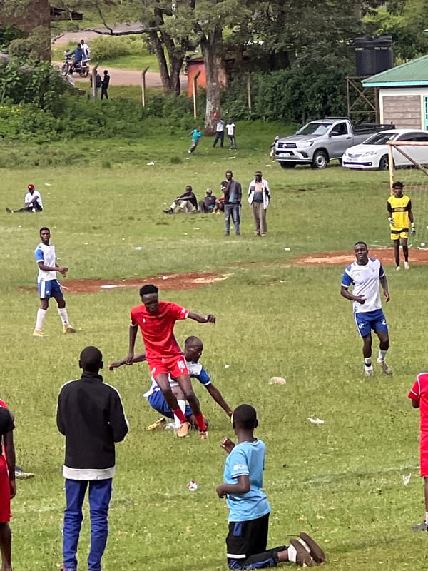 Local soccer match draws spectators in Nyeri, Kenya