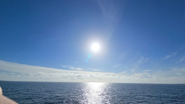 Bright sun reflects on ocean waters in Randaberg, Norway