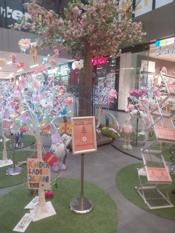 Berlin scenes: decorated mall and sandy playground documented