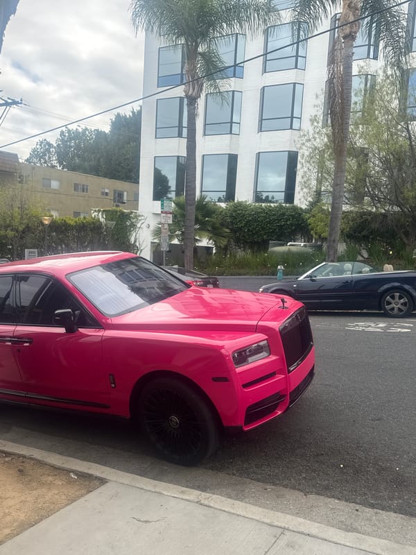 Pink luxury vehicles spotted parked in West Hollywood