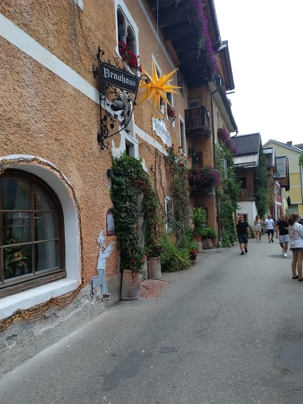 Street-level look at Hallstatt's historic village center
