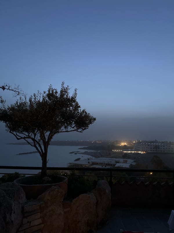 Dusk views captured from elevated balcony in Peyia Cyprus