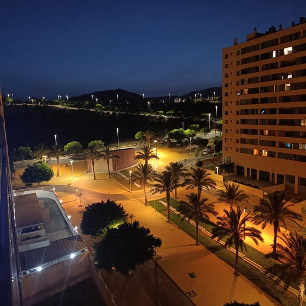 Nighttime views over La Vila Joiosa's coastal residential streets